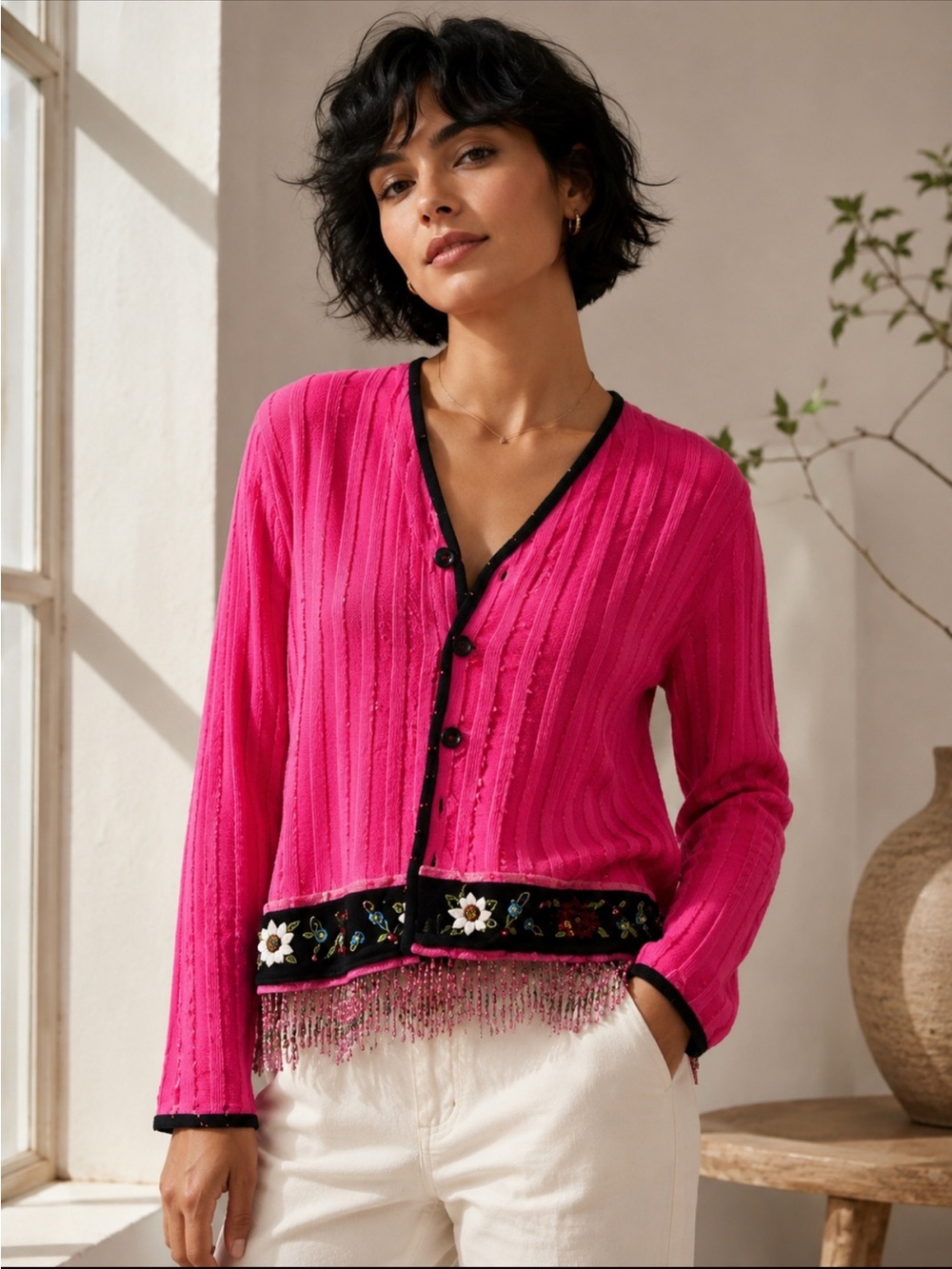 Berek Vintag
Pink and Black Velvet Beaded
Cardigan Sz 1X